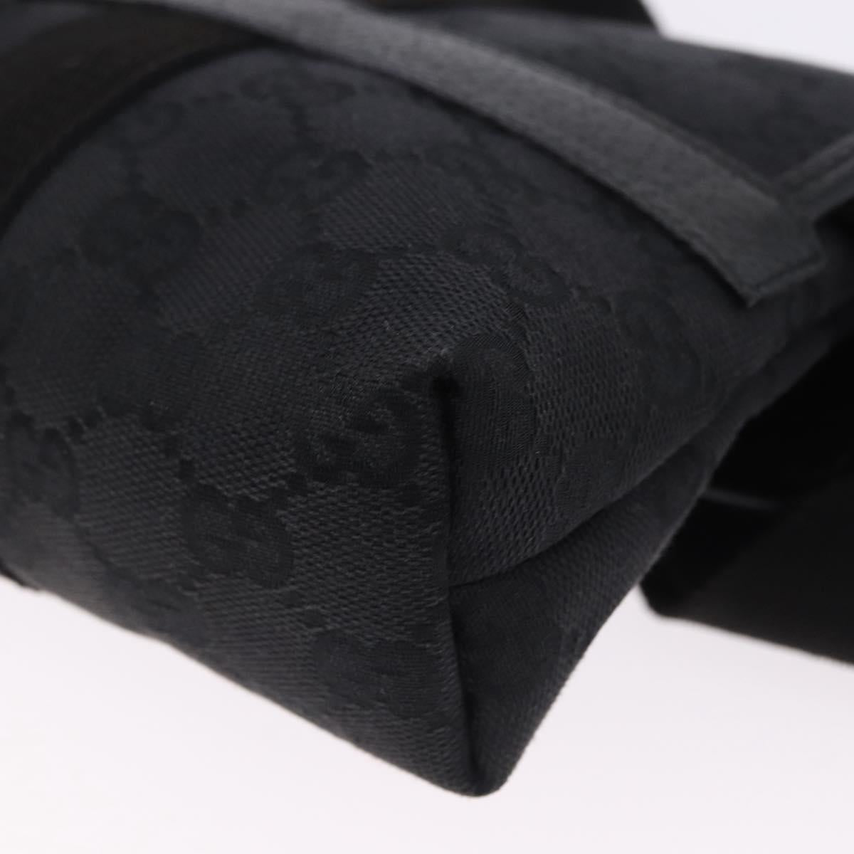 GUCCI GG Canvas Waist Bag Black Silver 131236 Auth 194839A