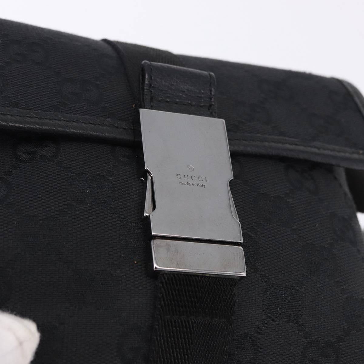 GUCCI GG Canvas Waist Bag Black Silver 131236 Auth 194839A