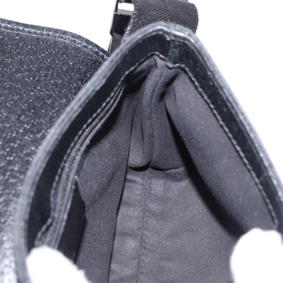 GUCCI GG Canvas Waist Bag Black Silver 131236 Auth 194839A
