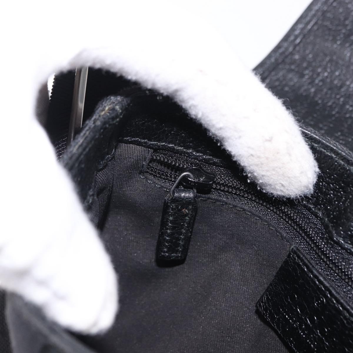 GUCCI GG Canvas Waist Bag Black Silver 131236 Auth 194839A