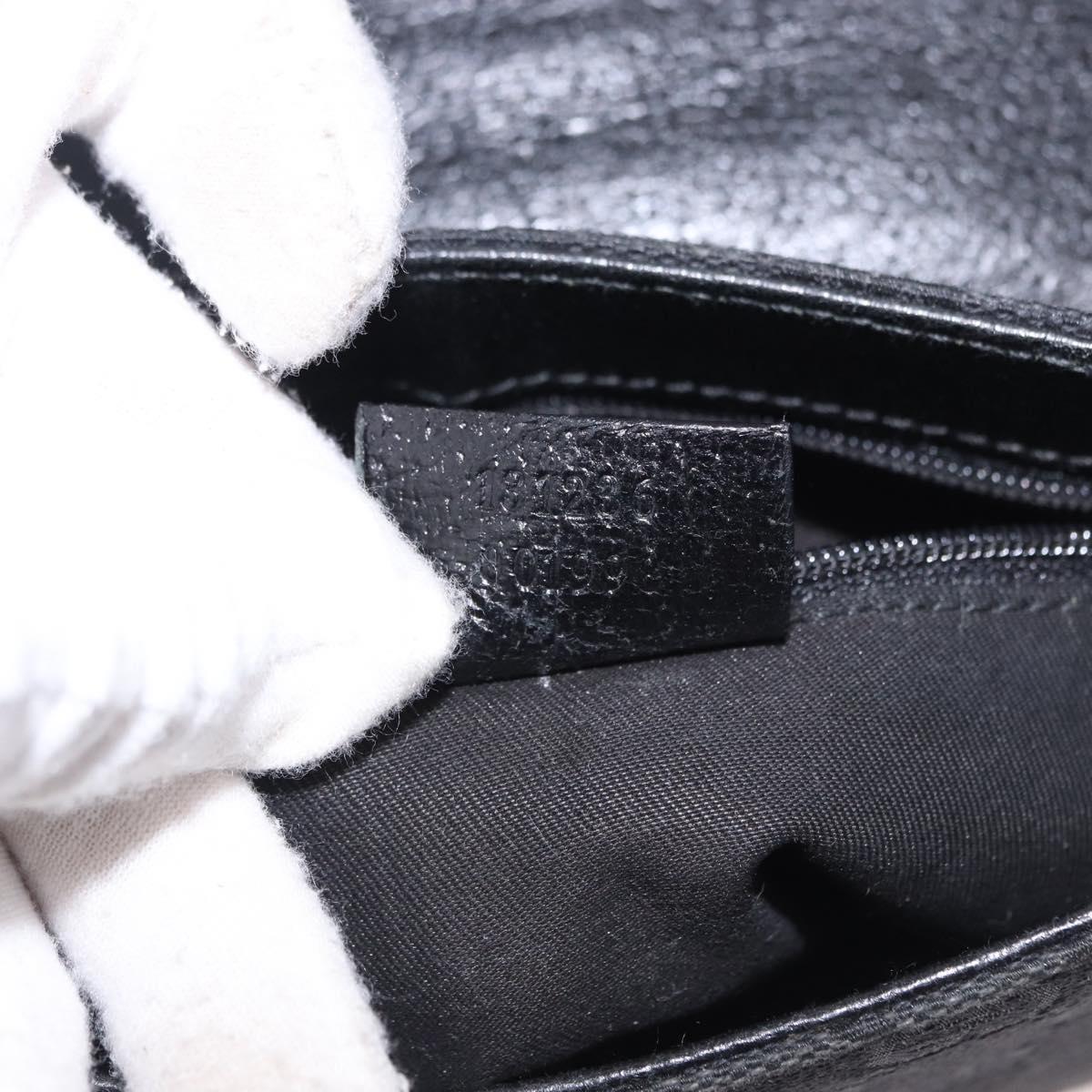 GUCCI GG Canvas Waist Bag Black Silver 131236 Auth 194839A