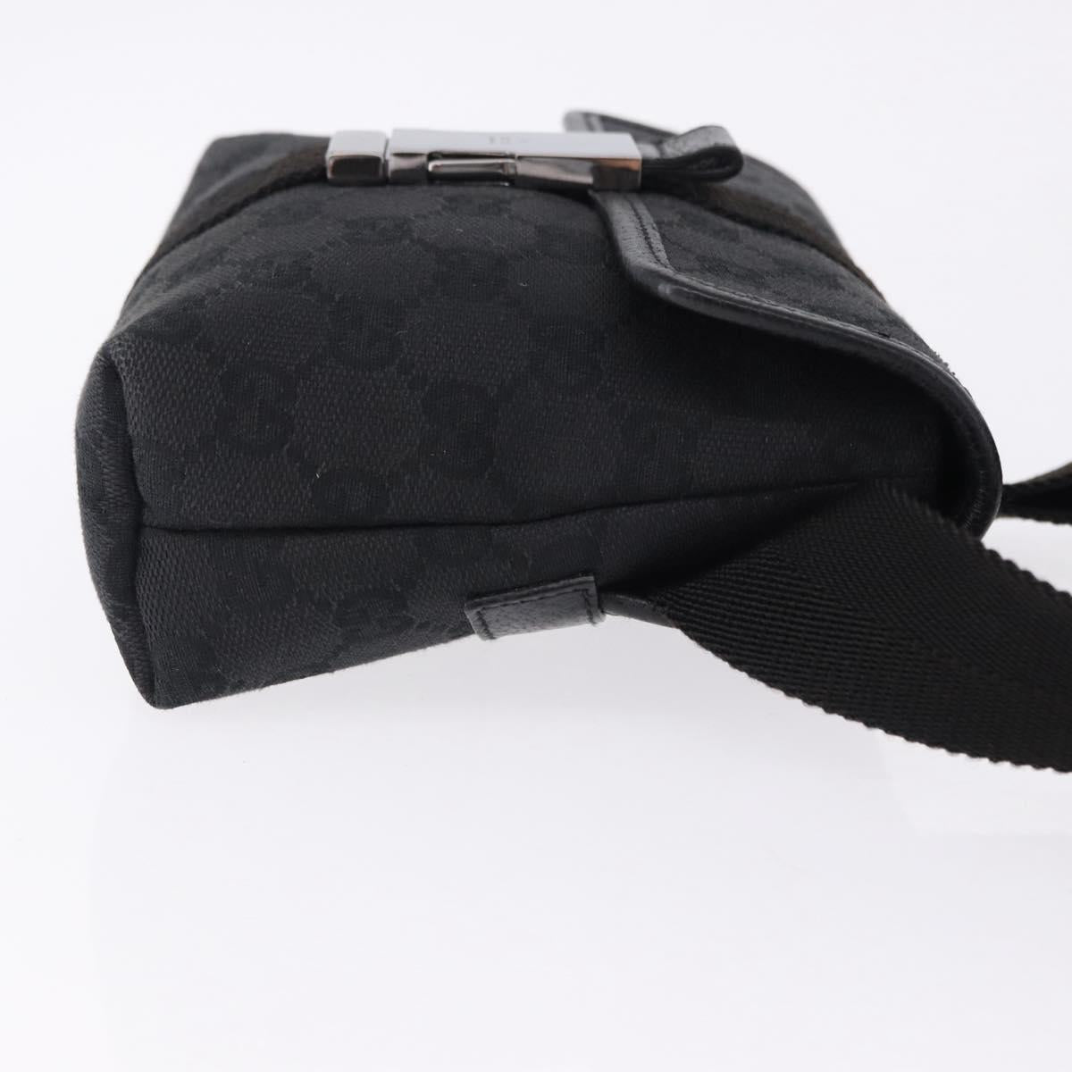 GUCCI GG Canvas Waist Bag Black Silver 131236 Auth 194839A