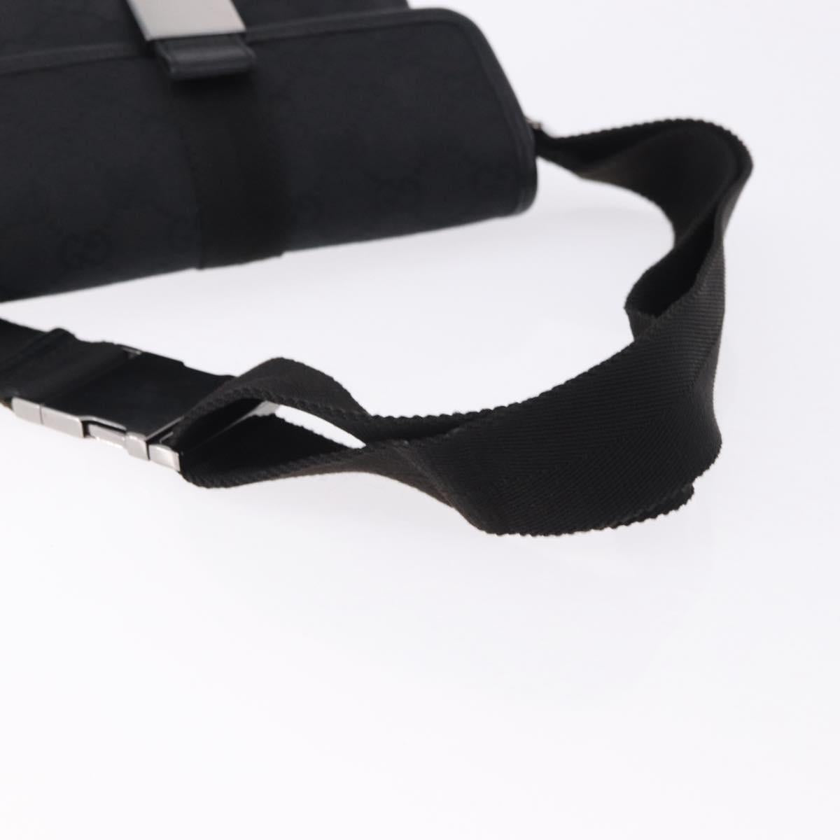 GUCCI GG Canvas Waist Bag Black Silver 131236 Auth 194839A