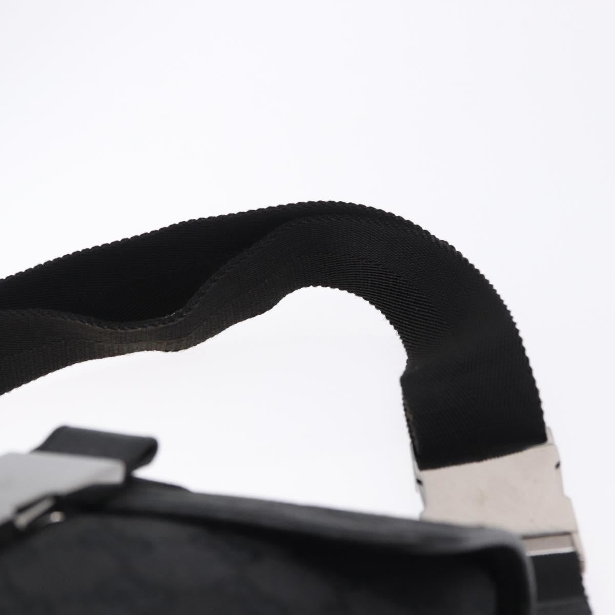 GUCCI GG Canvas Waist Bag Black Silver 131236 Auth 194839A