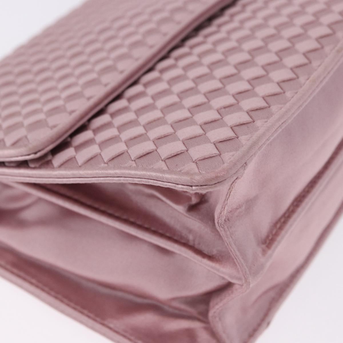 BOTTEGA VENETA INTRECCIATO Shoulder Bag Satin Pink Silver Auth 194840V