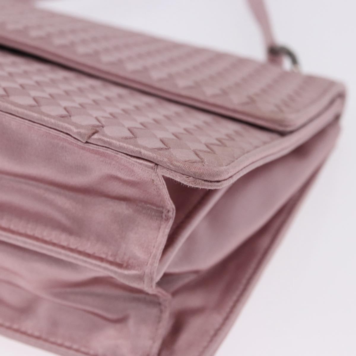 BOTTEGA VENETA INTRECCIATO Shoulder Bag Satin Pink Silver Auth 194840V