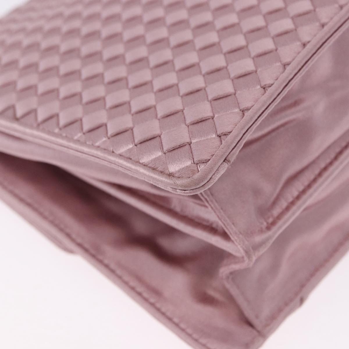 BOTTEGA VENETA INTRECCIATO Shoulder Bag Satin Pink Silver Auth 194840V