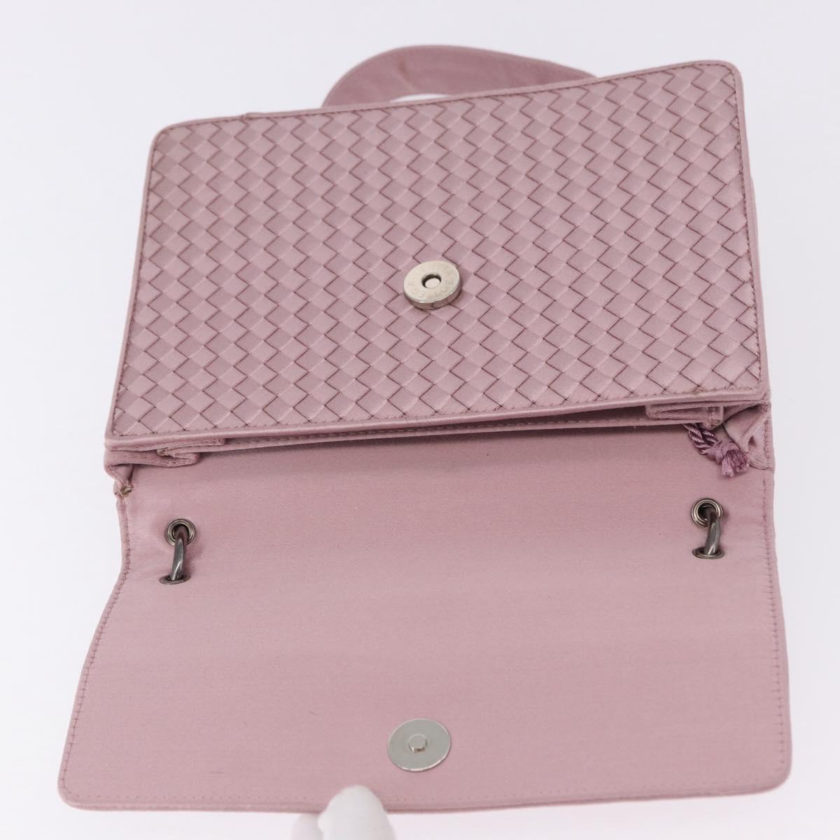 BOTTEGA VENETA INTRECCIATO Shoulder Bag Satin Pink Silver Auth 194840V