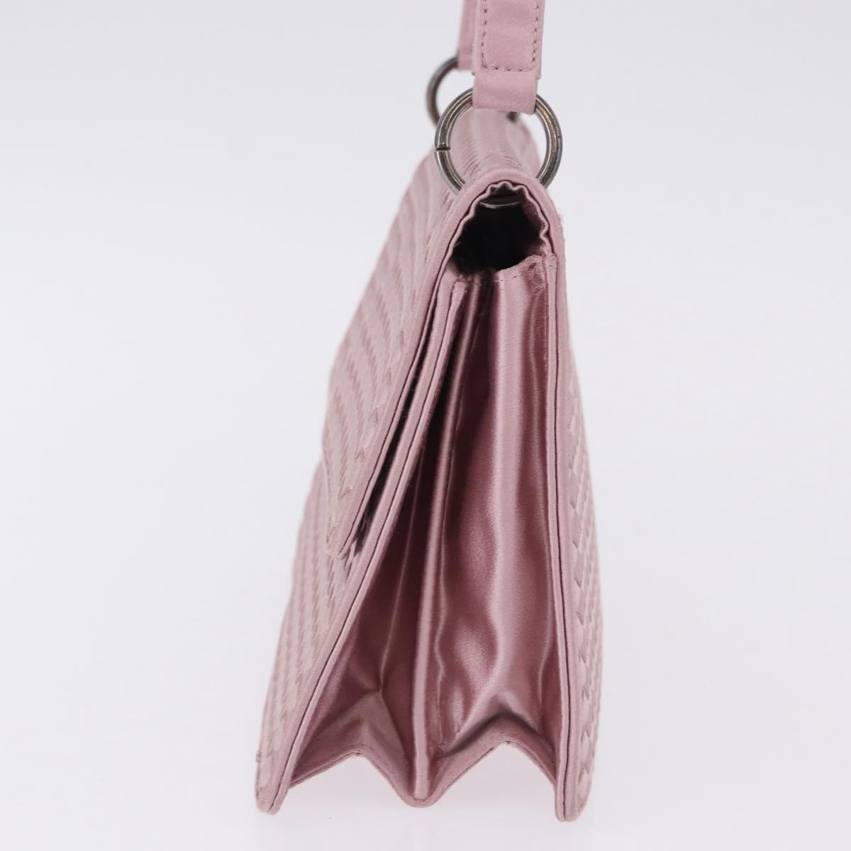 BOTTEGA VENETA INTRECCIATO Shoulder Bag Satin Pink Silver Auth 194840V