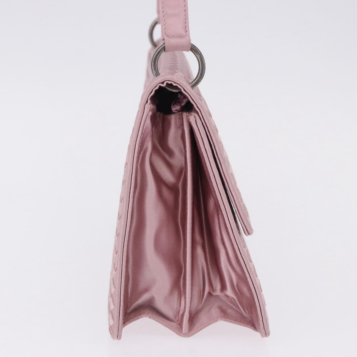 BOTTEGA VENETA INTRECCIATO Shoulder Bag Satin Pink Silver Auth 194840V