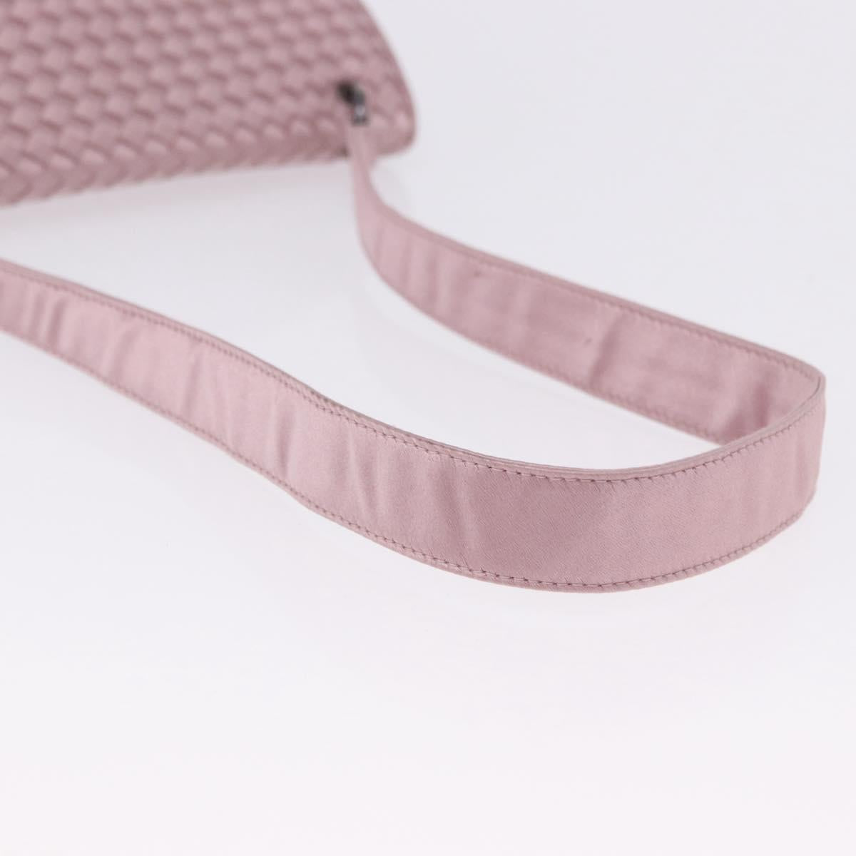 BOTTEGA VENETA INTRECCIATO Shoulder Bag Satin Pink Silver Auth 194840V