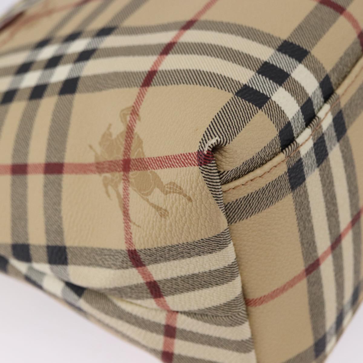 BURBERRY Nova Check blue Tote Bag PVC Beige Gold Auth 194843V