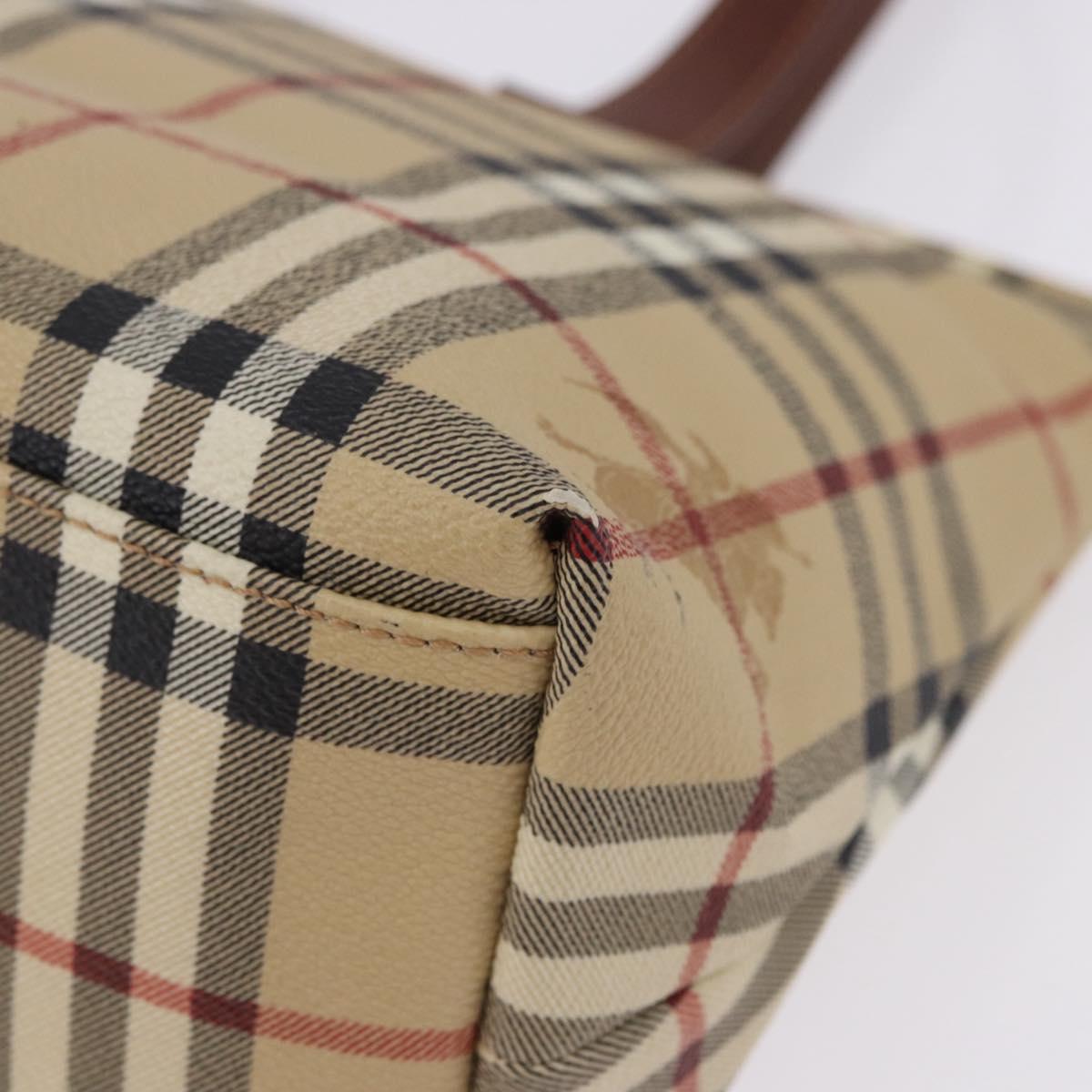 BURBERRY Nova Check blue Tote Bag PVC Beige Gold Auth 194843V