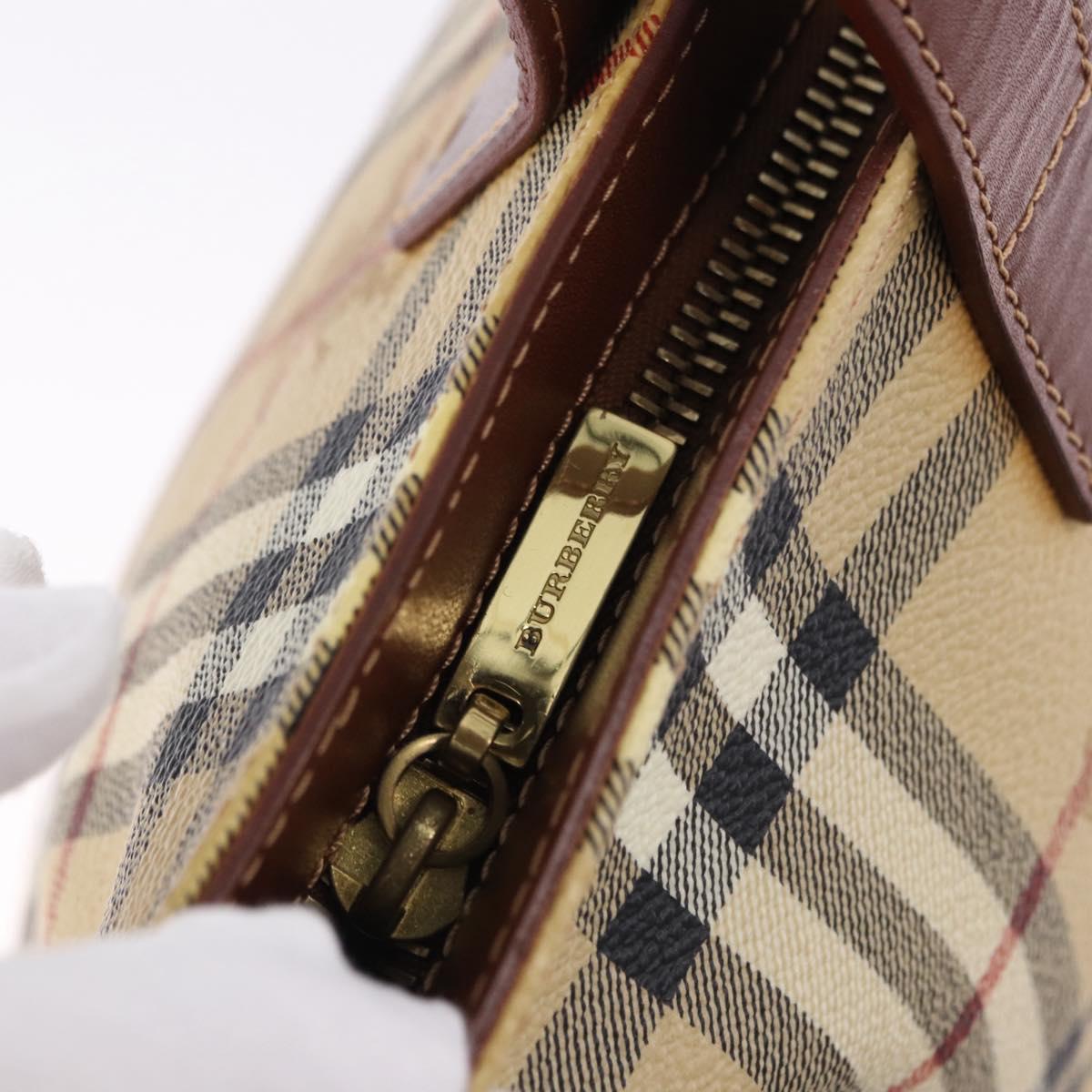 BURBERRY Nova Check blue Tote Bag PVC Beige Gold Auth 194843V