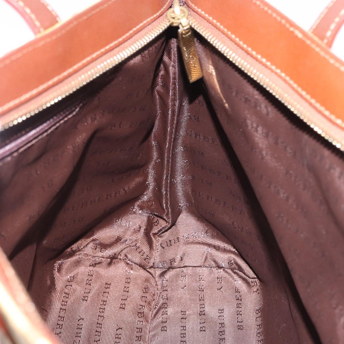 BURBERRY Nova Check blue Tote Bag PVC Beige Gold Auth 194843V