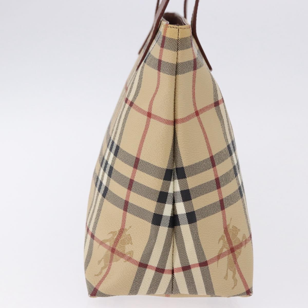 BURBERRY Nova Check blue Tote Bag PVC Beige Gold Auth 194843V
