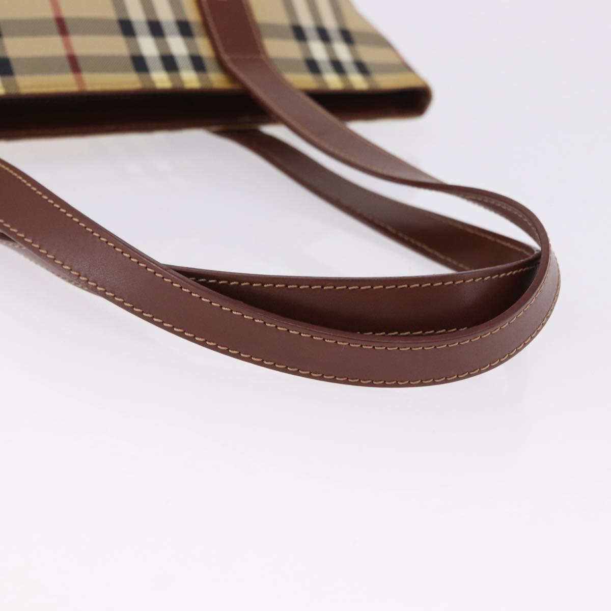 BURBERRY Nova Check blue Tote Bag PVC Beige Gold Auth 194843V