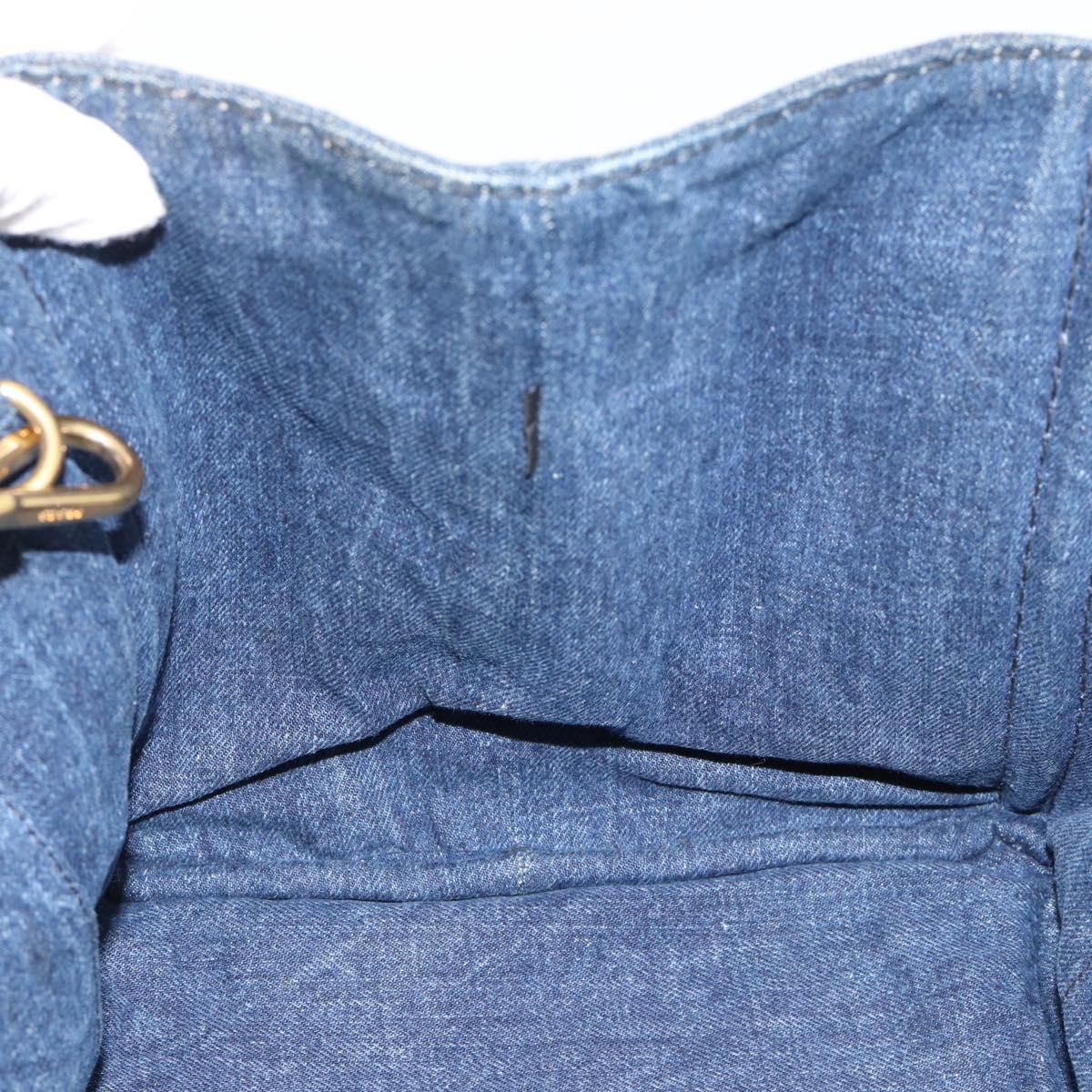 PRADA Canapa M Hand Bag Denim 2way Blue Gold Auth 194845V