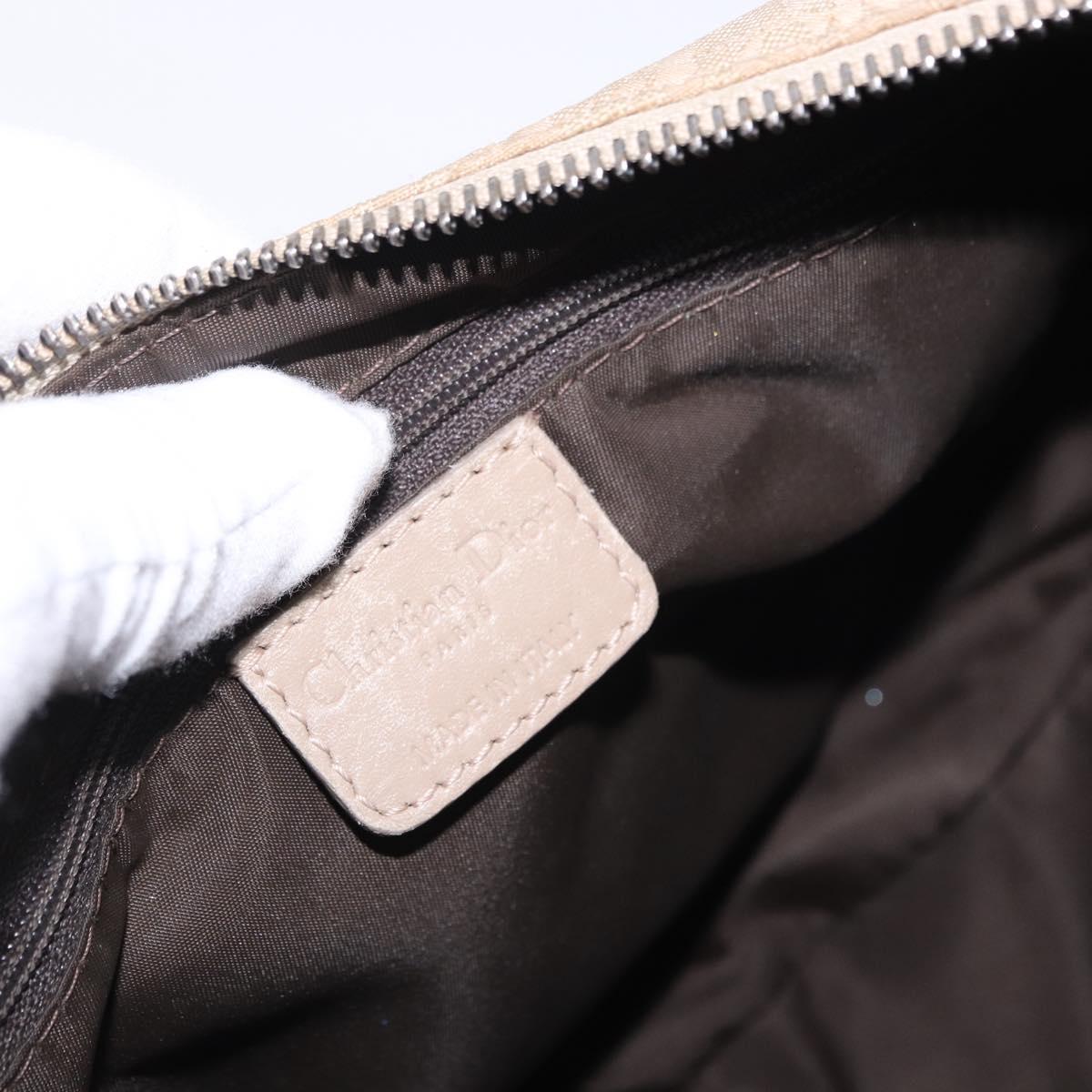 Christian Dior Trotter Canvas Shoulder Bag Beige Silver Auth 194850A