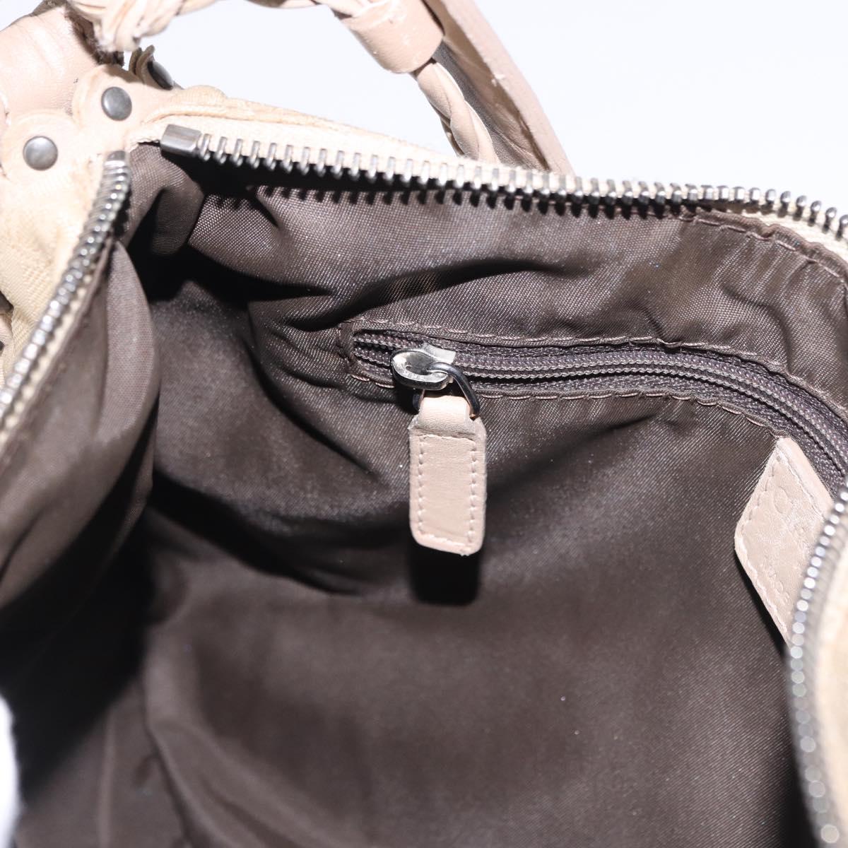 Christian Dior Trotter Canvas Shoulder Bag Beige Silver Auth 194850A