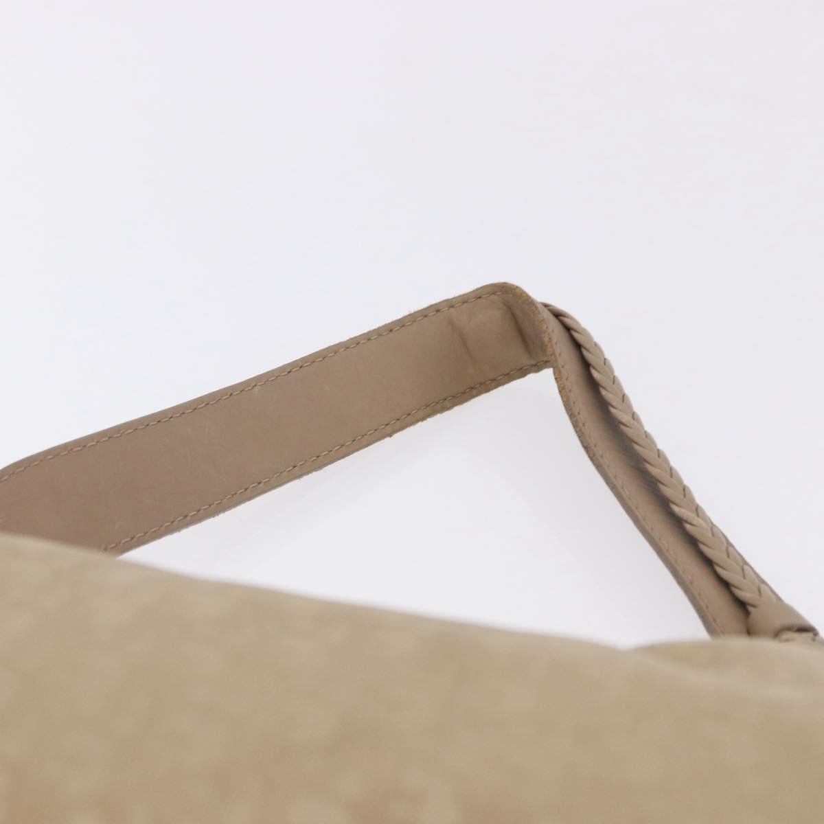 Christian Dior Trotter Canvas Shoulder Bag Beige Silver Auth 194850A
