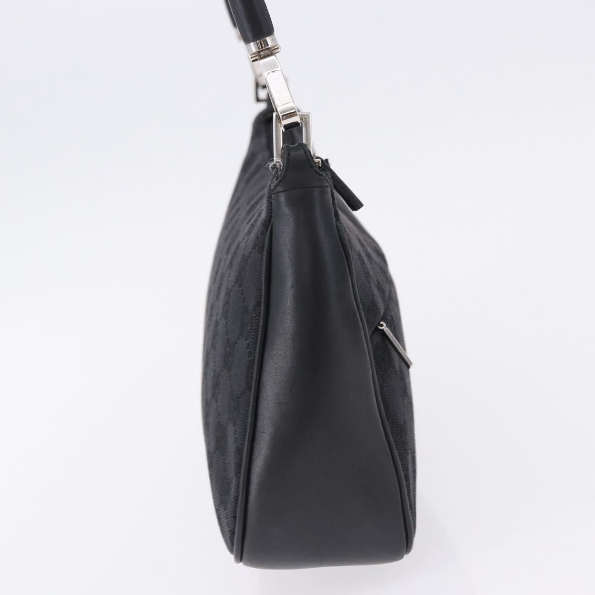 GUCCI Bamboo GG Canvas Hand Bag Black Silver 001 3865 Auth 194852V