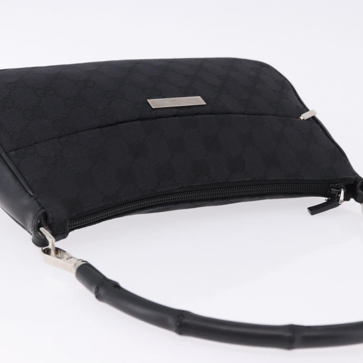GUCCI Bamboo GG Canvas Hand Bag Black Silver 001 3865 Auth 194852V