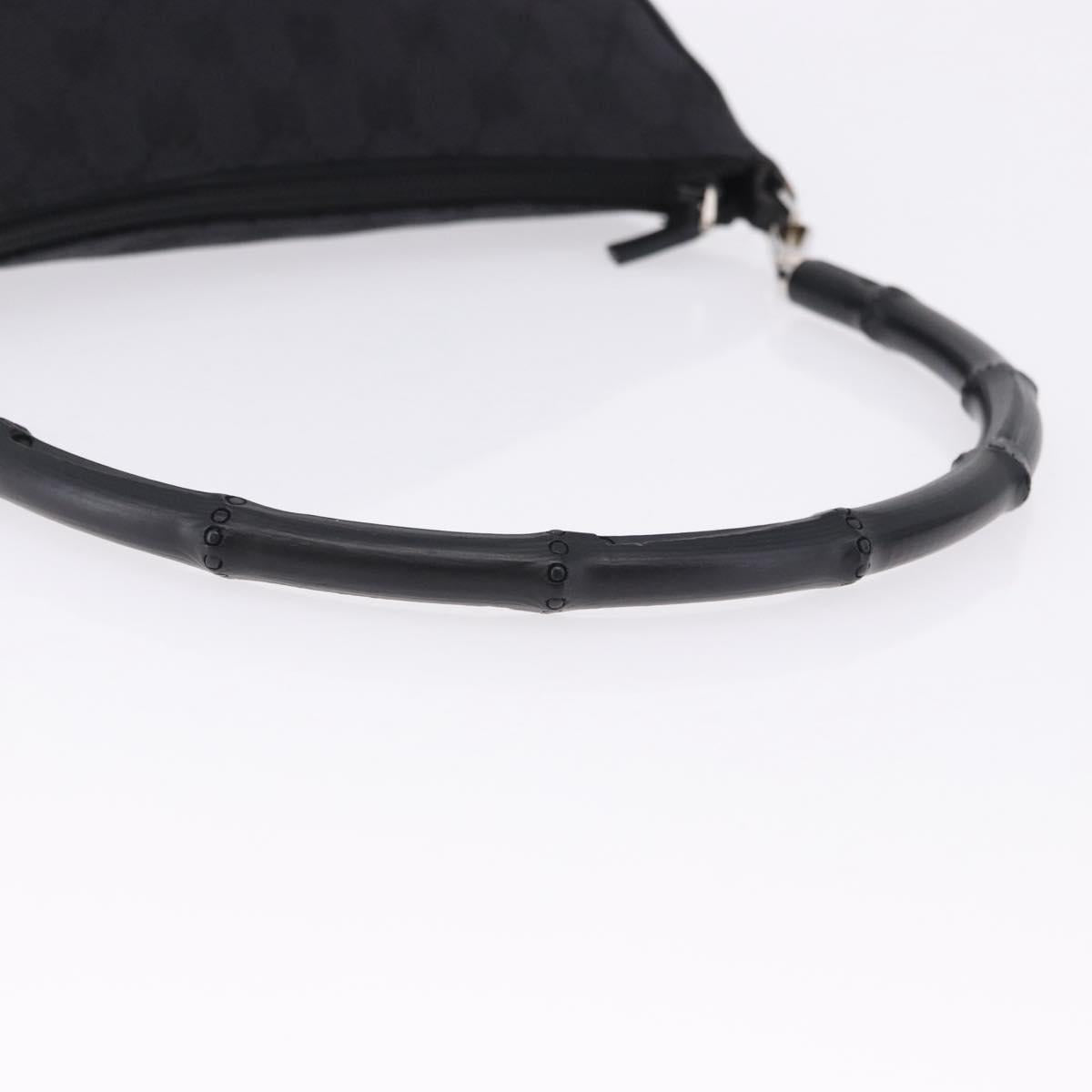 GUCCI Bamboo GG Canvas Hand Bag Black Silver 001 3865 Auth 194852V