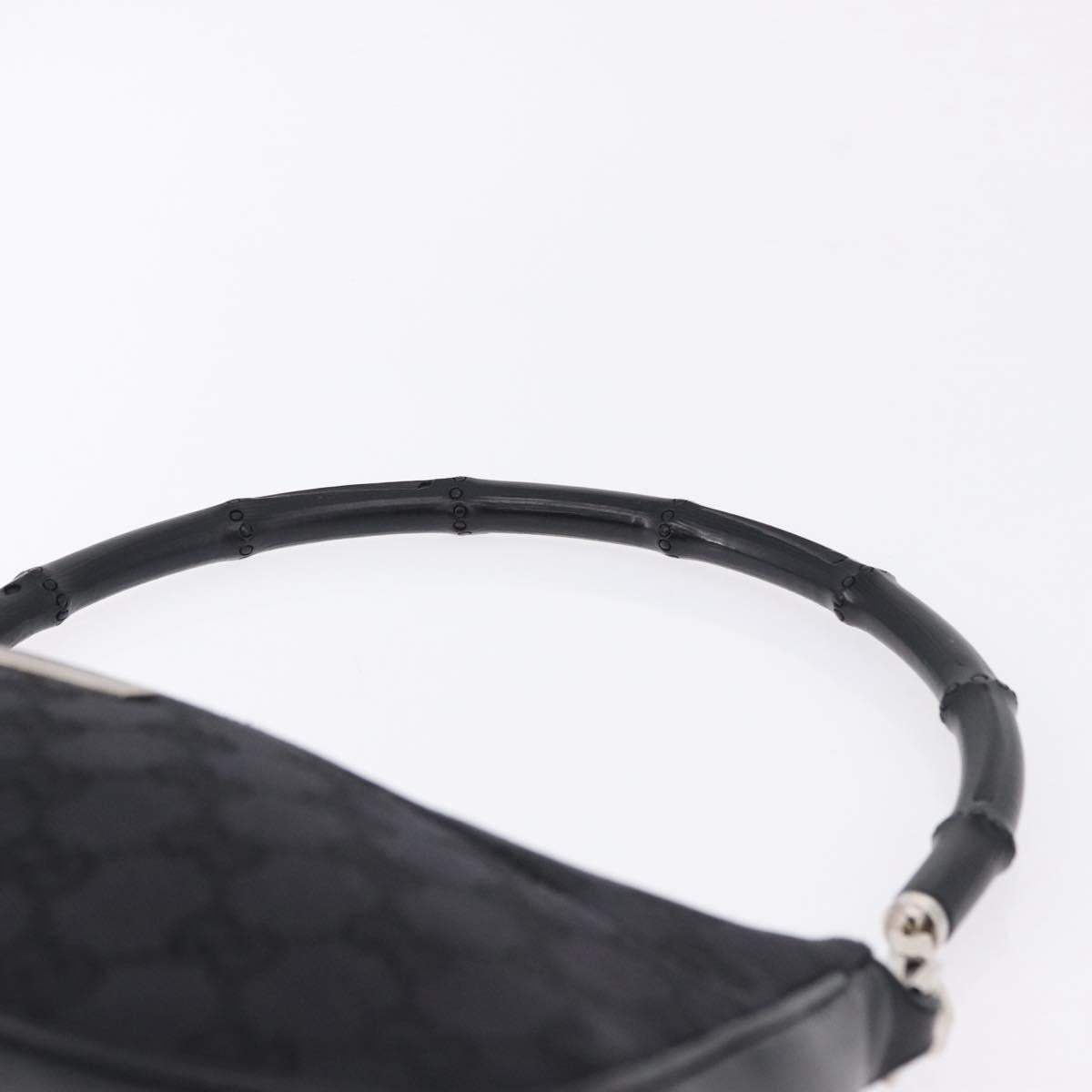 GUCCI Bamboo GG Canvas Hand Bag Black Silver 001 3865 Auth 194852V