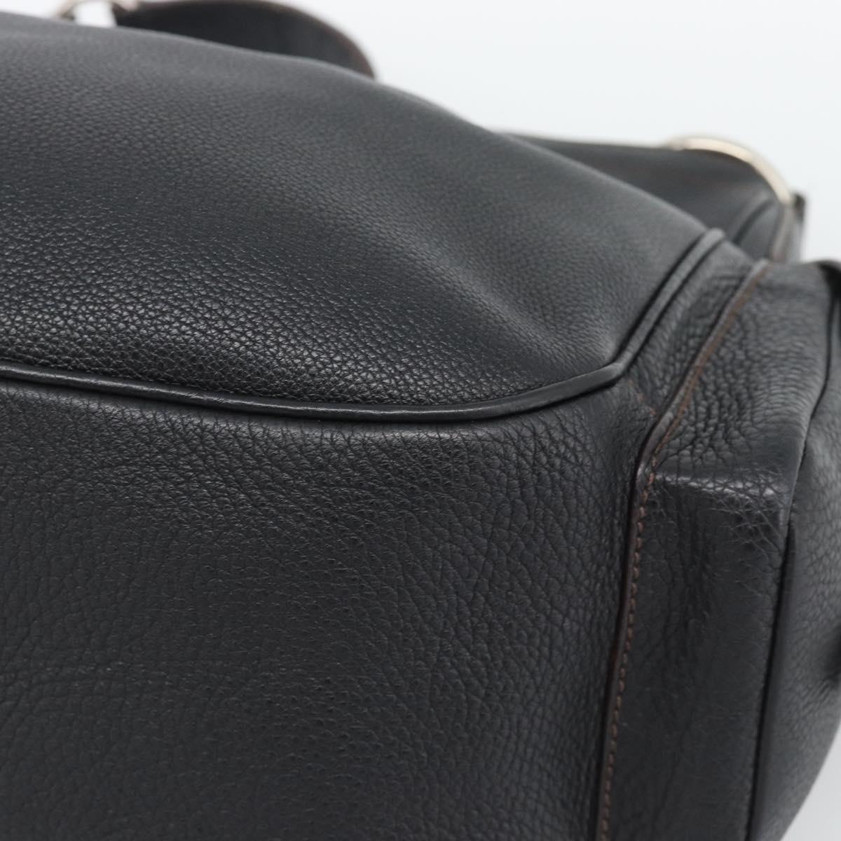 PRADA Shoulder Bag Vittero Dino Leather Black Silver Auth 194853SAV