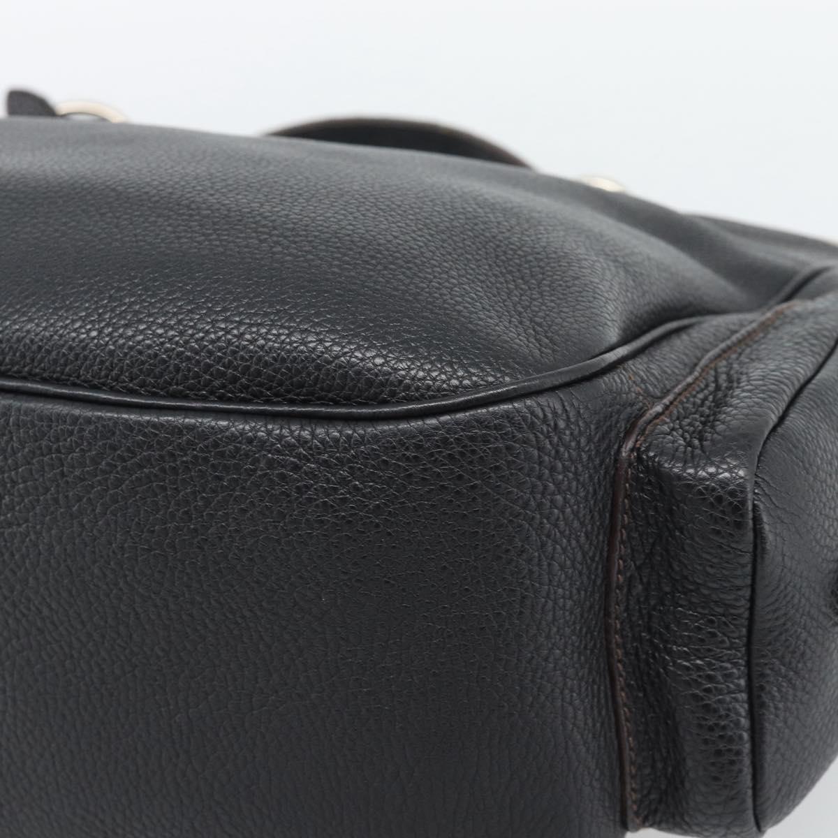 PRADA Shoulder Bag Vittero Dino Leather Black Silver Auth 194853SAV