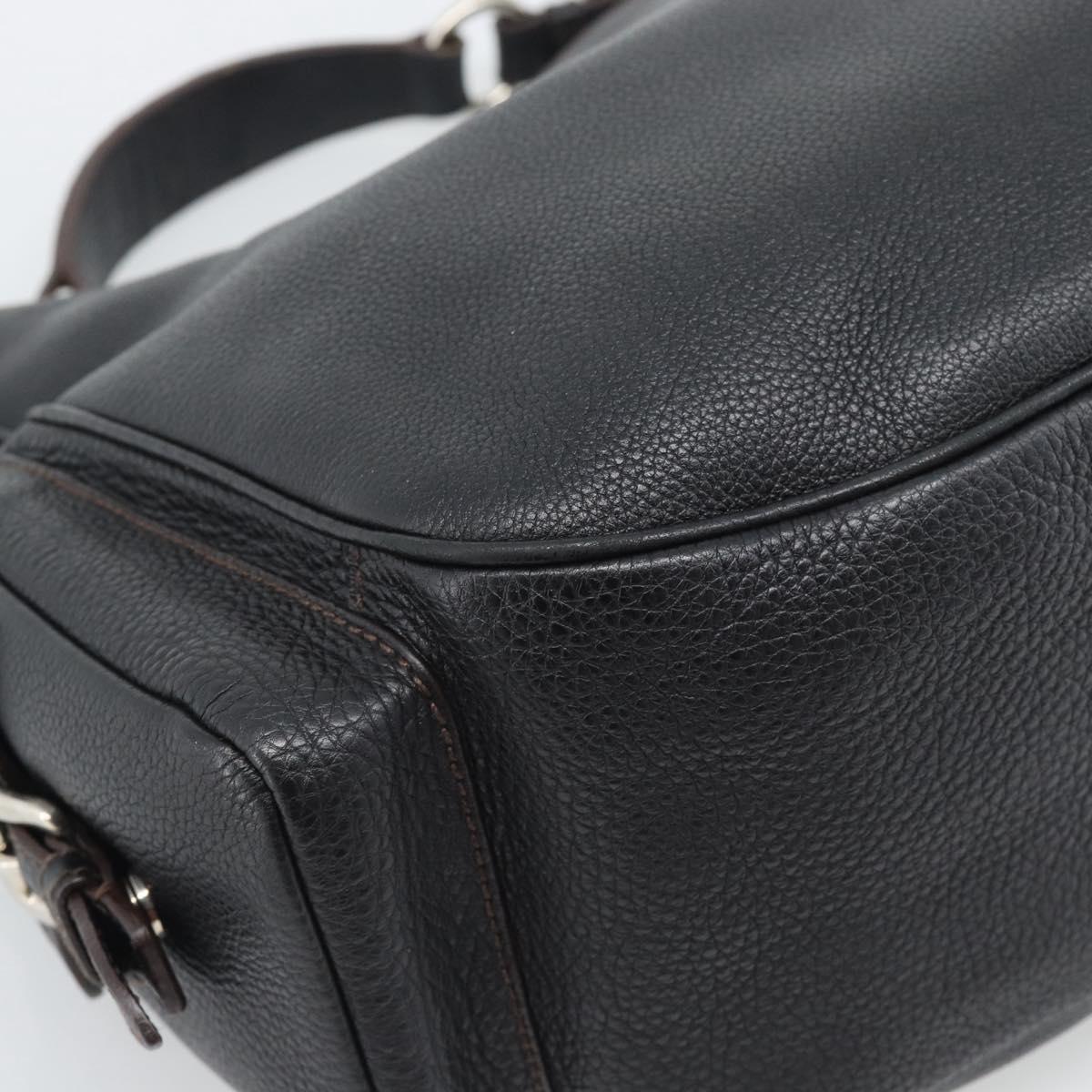 PRADA Shoulder Bag Vittero Dino Leather Black Silver Auth 194853SAV