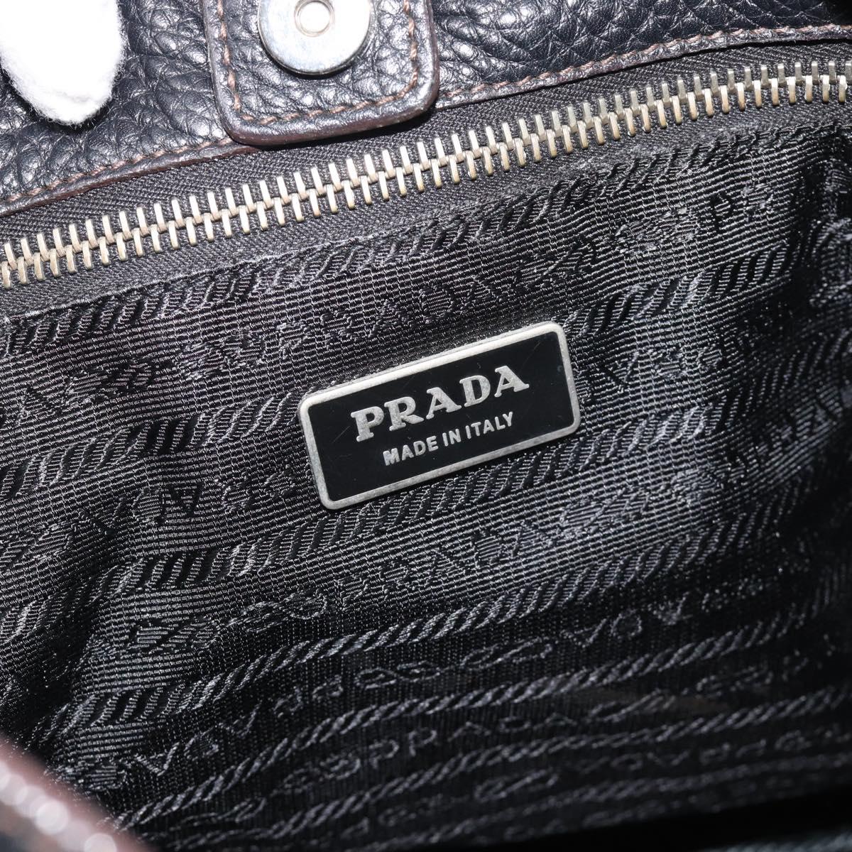 PRADA Shoulder Bag Vittero Dino Leather Black Silver Auth 194853SAV