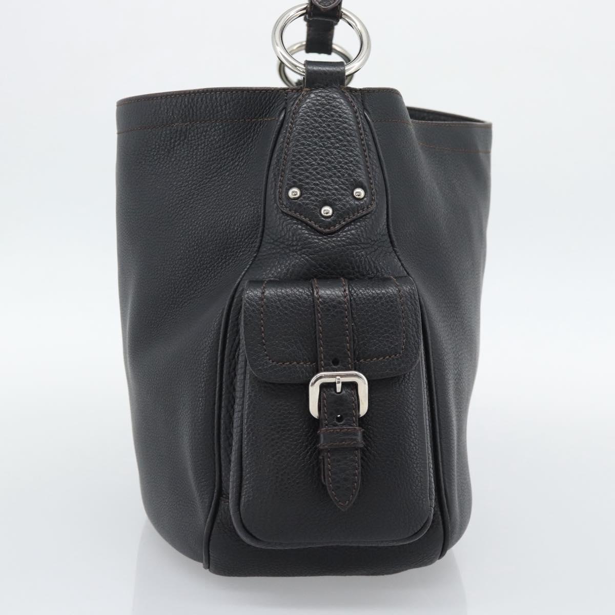 PRADA Shoulder Bag Vittero Dino Leather Black Silver Auth 194853SAV