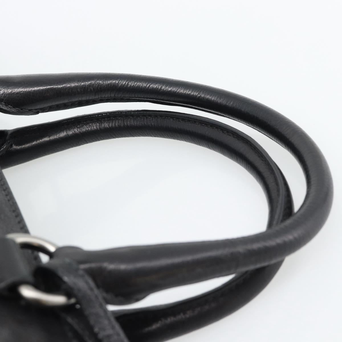 PRADA Hand Bag Vittero Dino Leather 2way Black Silver Auth 194854V