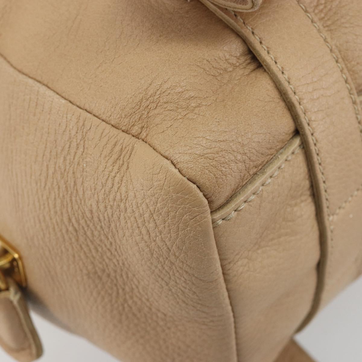 PRADA Tote Bag Vittero Dino Leather Beige Gold Auth 194855A