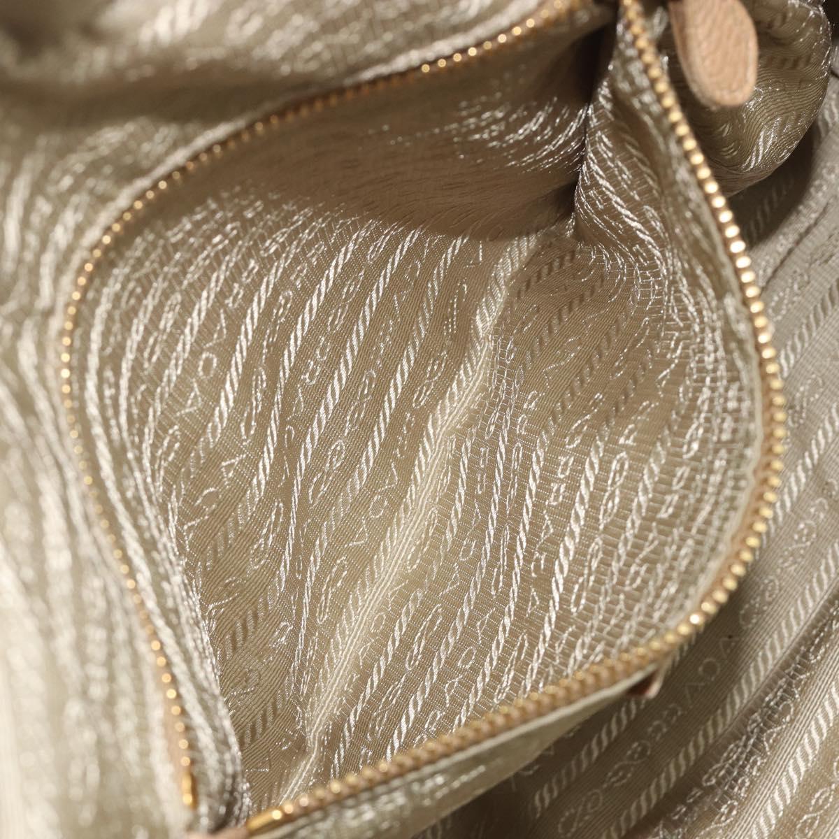 PRADA Tote Bag Vittero Dino Leather Beige Gold Auth 194855A