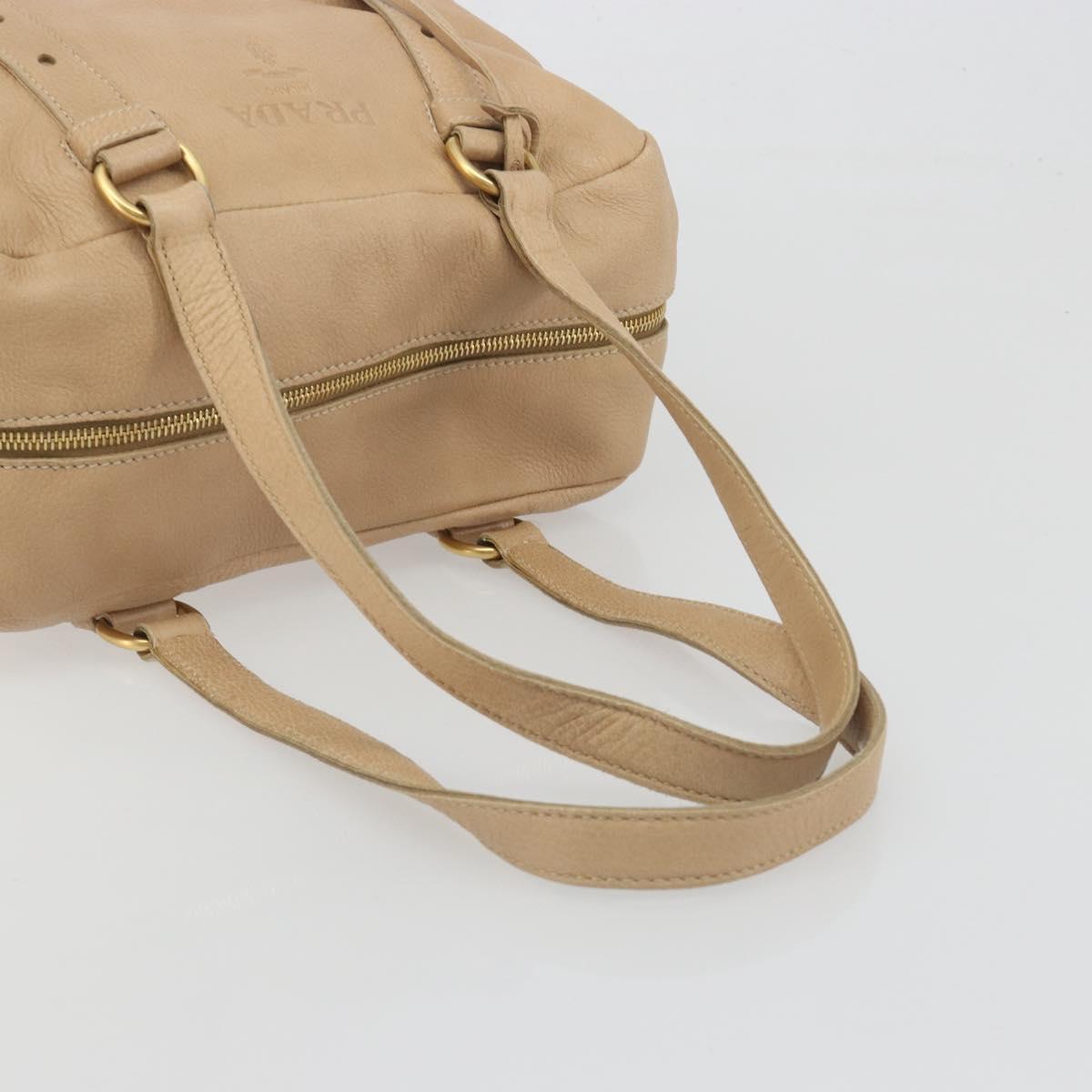 PRADA Tote Bag Vittero Dino Leather Beige Gold Auth 194855A