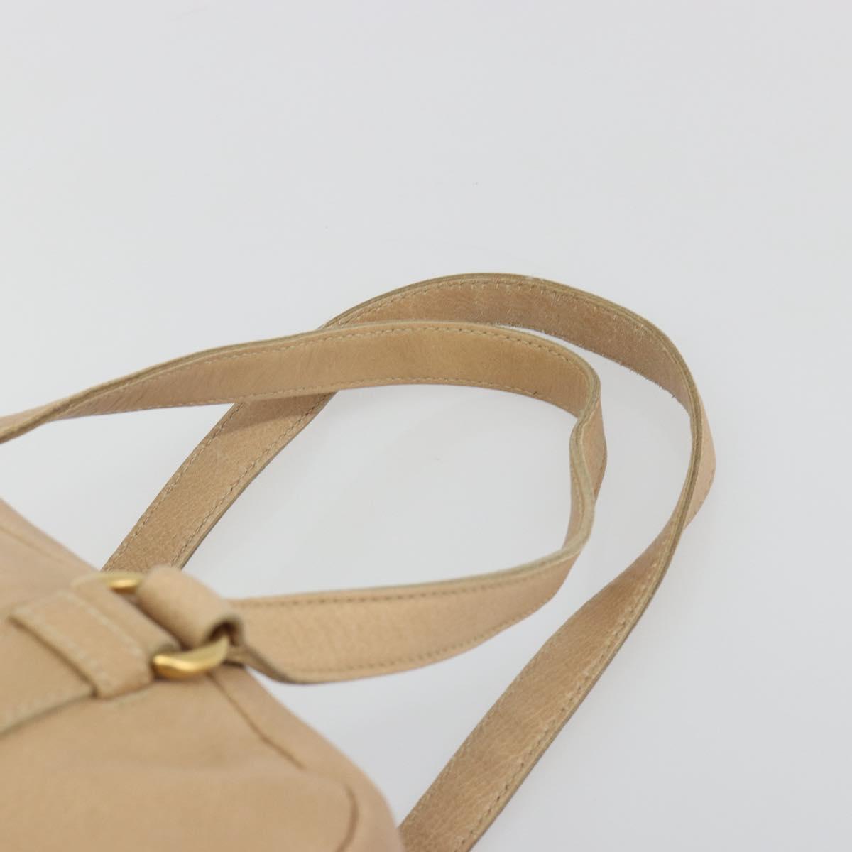 PRADA Tote Bag Vittero Dino Leather Beige Gold Auth 194855A