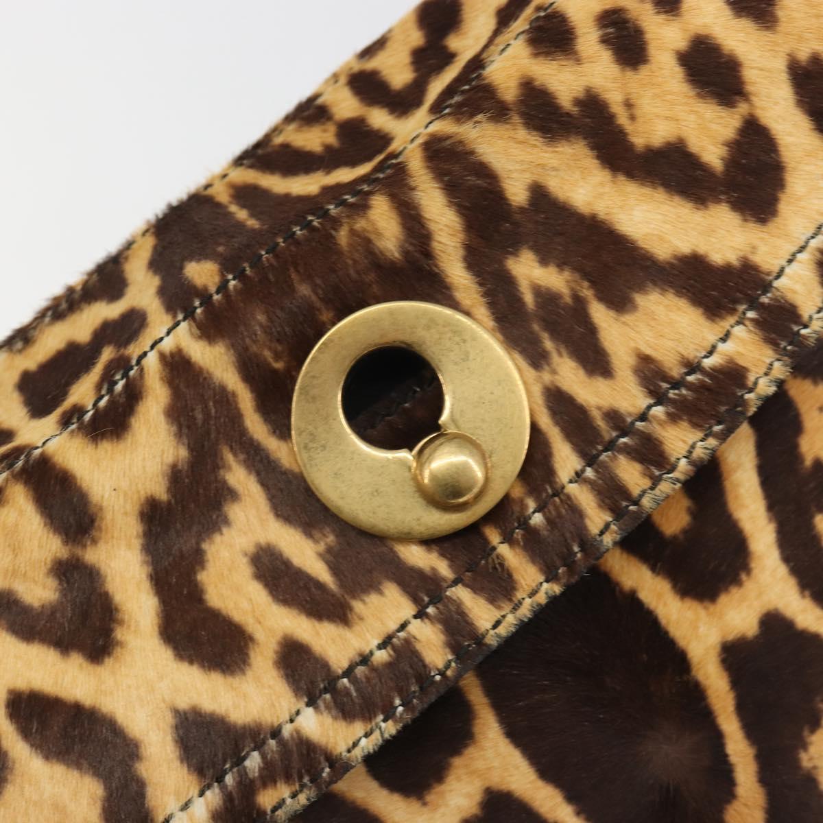 SAINT LAURENT Muse Toe Leopard Pattern Bag Harako Leather Brown Auth 194857V