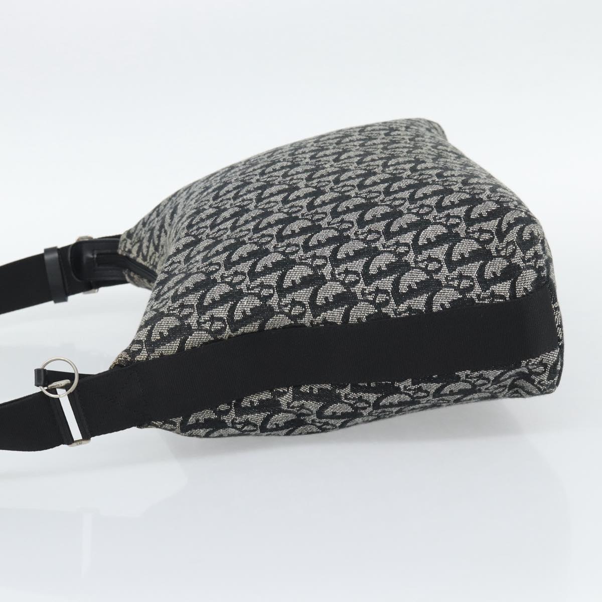 Christian Dior Trotter Canvas Shoulder Bag Gray Silver Auth 194858A