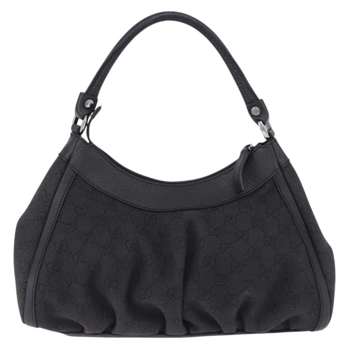 GUCCI GG Canvas Abbey Shoulder Bag Black Silver 265692 Auth 194859V