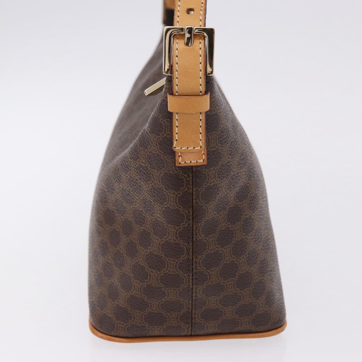 CELINE Macadam Canvas Hand Bag PVC Leather Brown Gold Auth 194864V