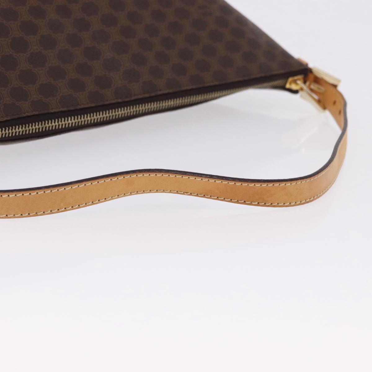 CELINE Macadam Canvas Hand Bag PVC Leather Brown Gold Auth 194864V