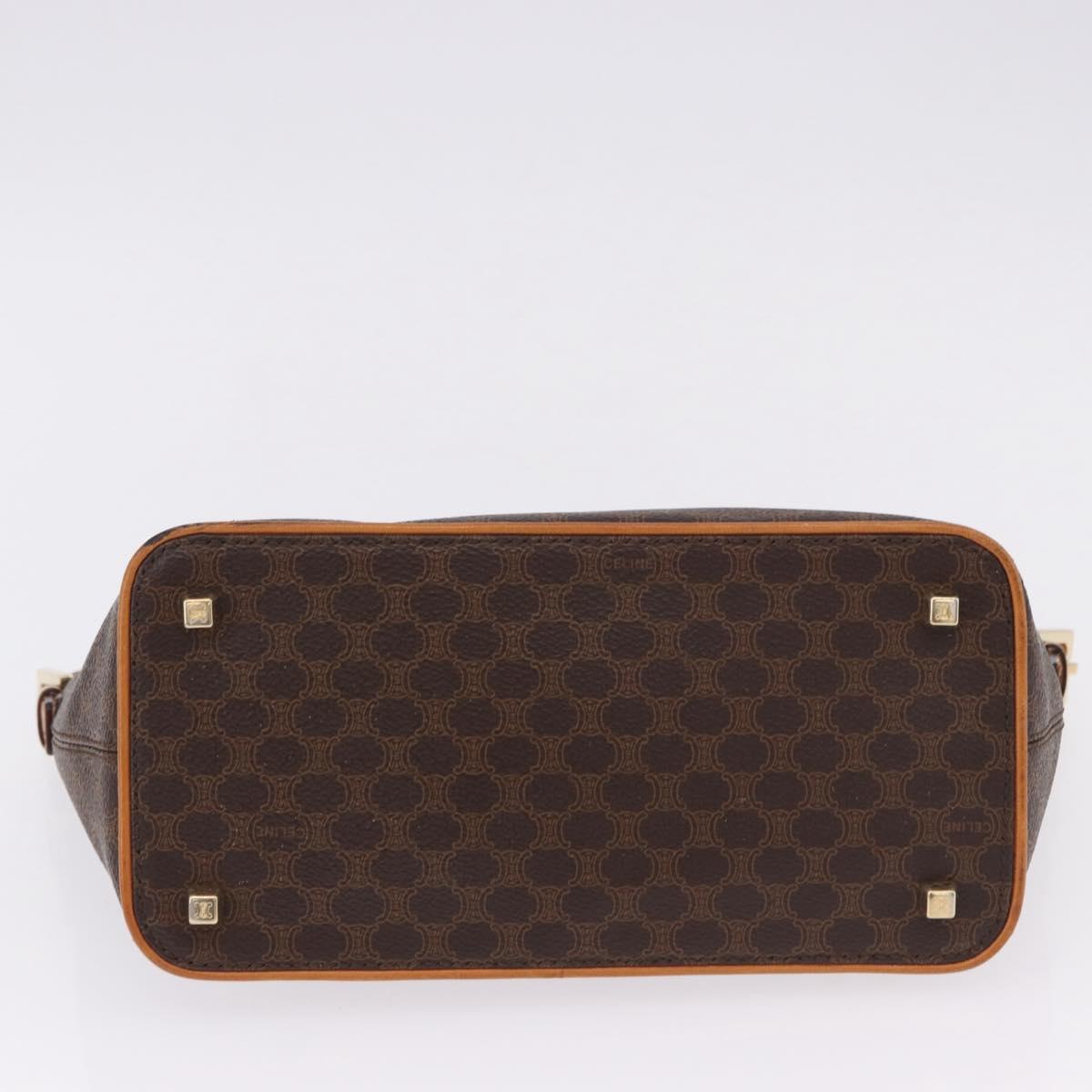CELINE Macadam Canvas Hand Bag PVC Leather Brown Gold Auth 194864V