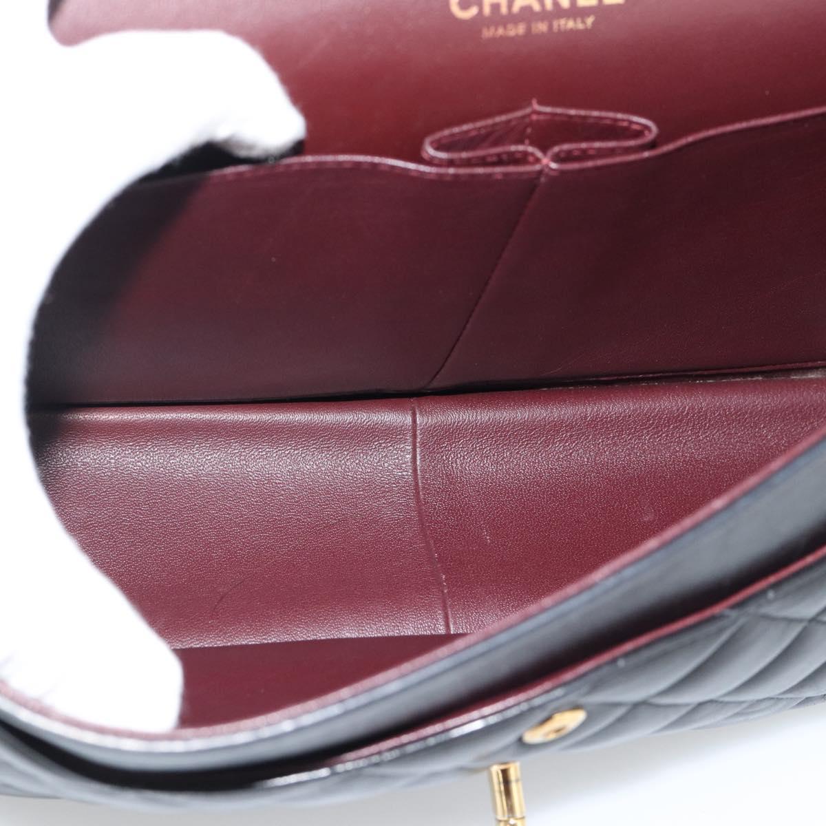 CHANEL Matelasse 30 Chain Shoulder Bag Lamb Skin Gold Black CC Auth 194866SM