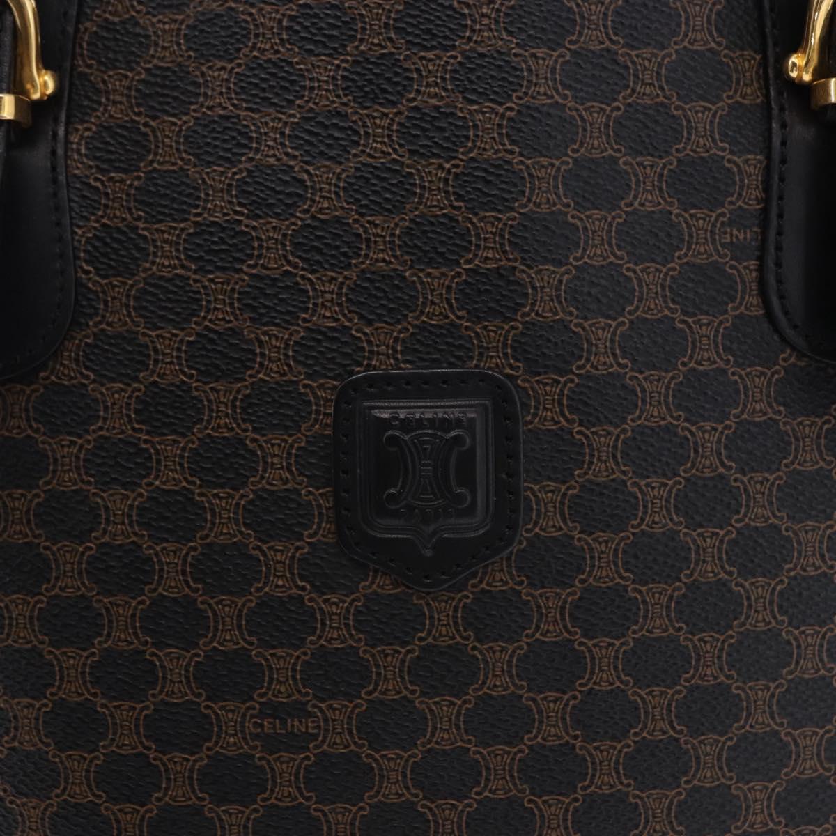 CELINE Macadam Canvas Tote Bag PVC Leather Black Gold Auth 194870V