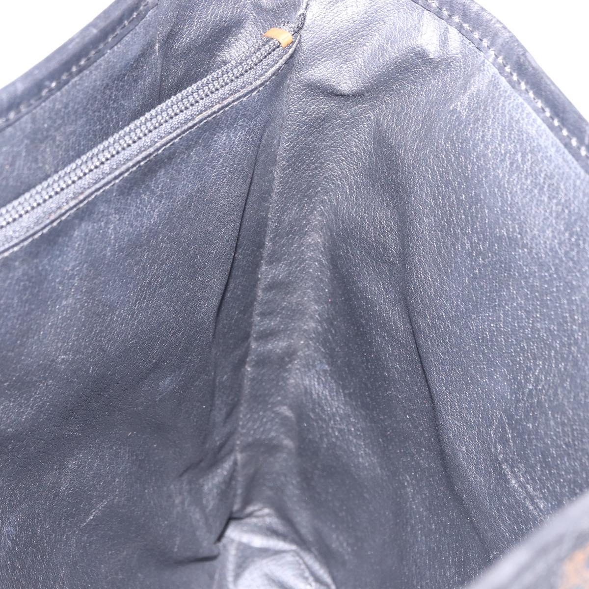 CELINE Macadam Canvas Tote Bag PVC Leather Black Gold Auth 194870V