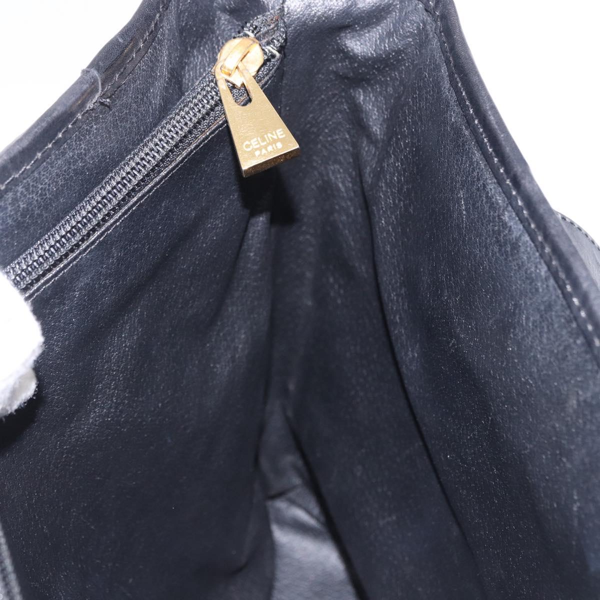 CELINE Macadam Canvas Tote Bag PVC Leather Black Gold Auth 194870V