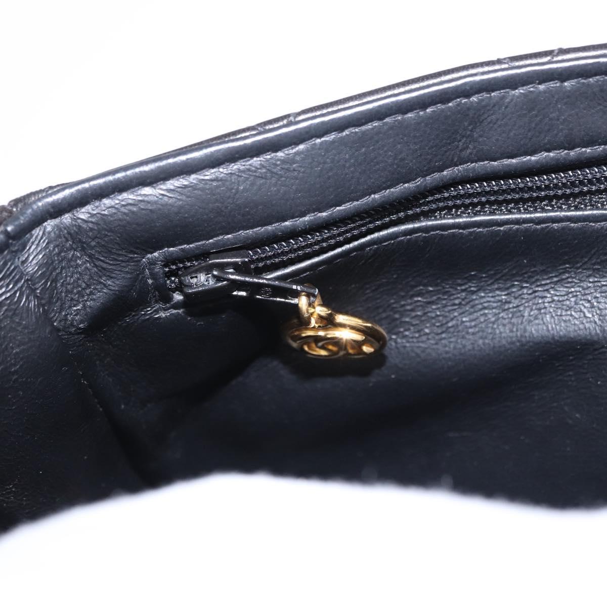 CHANEL Matelasse Double Face Hand Bag Lamb Skin Black Gold CC Auth 194872SAM